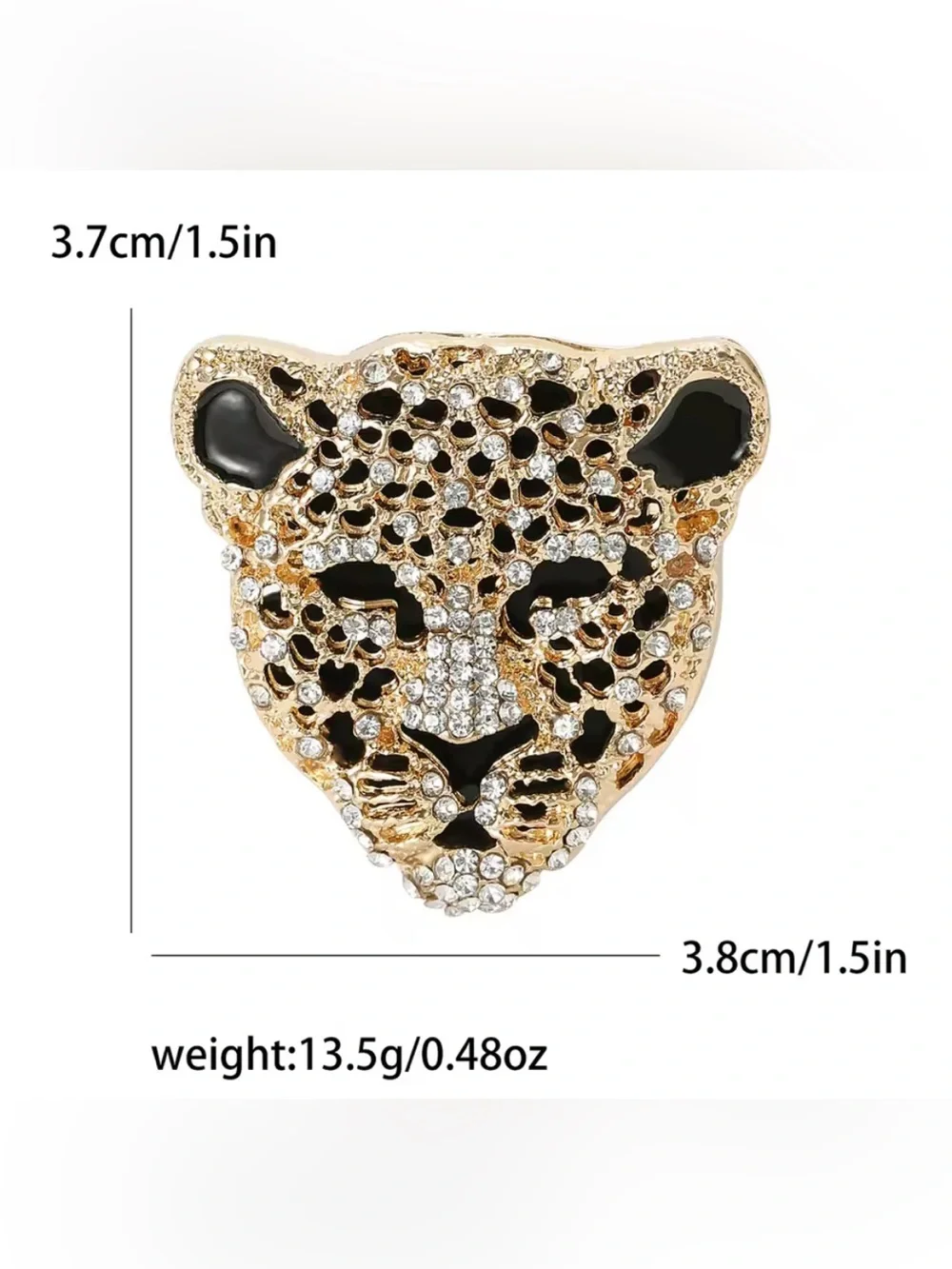 Vintage Gold Leopard Head Brooch Pin